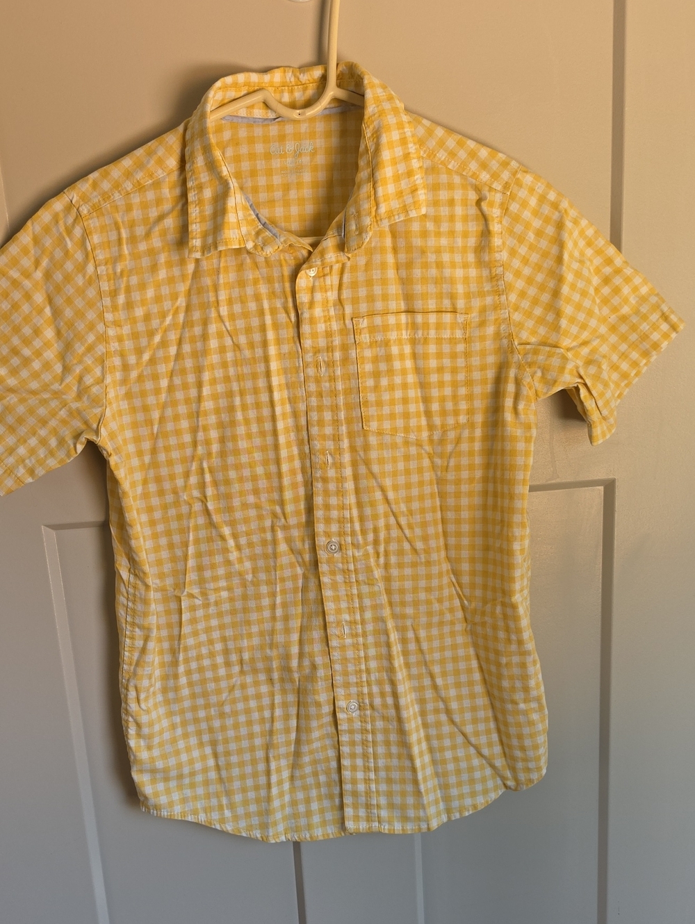 Yellow Gingham Short-Sleeve Shirt